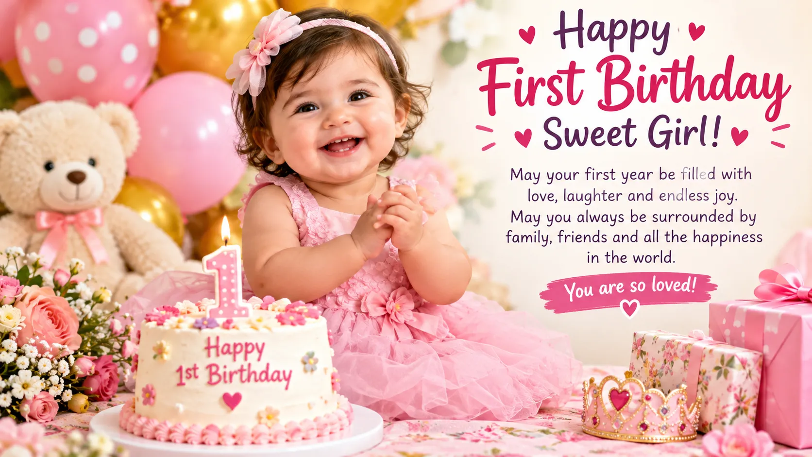 Happy First Birthday Wishes For Girl